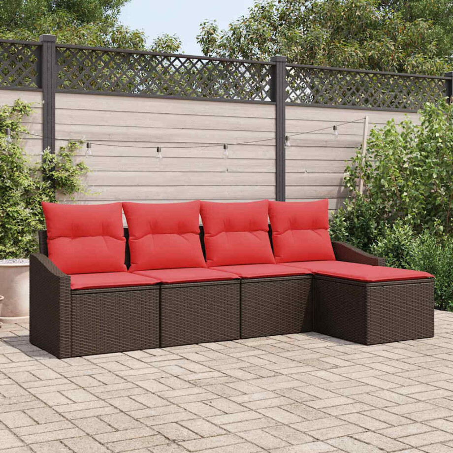 vidaXL Bankstel 5 st Bruin poly rattan afbeelding 1