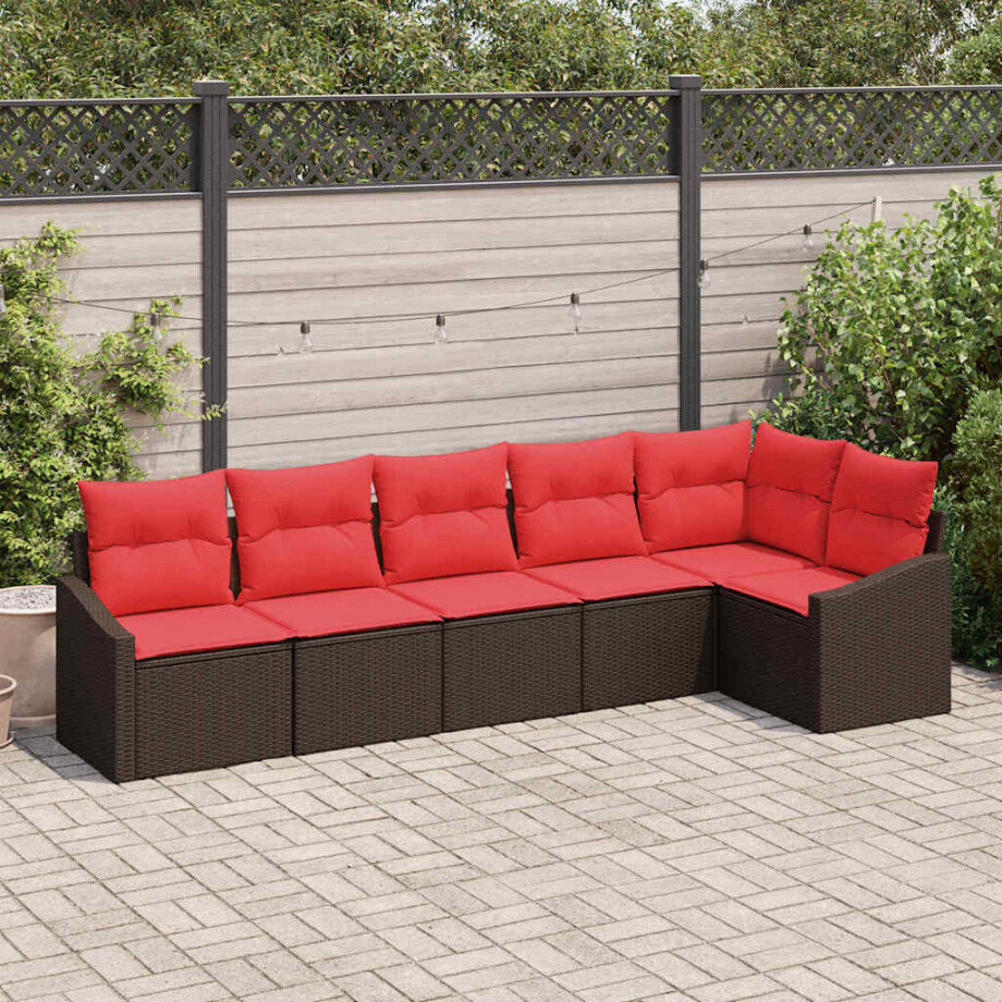 vidaXL Bankstel 6 st Bruin poly rattan afbeelding 1