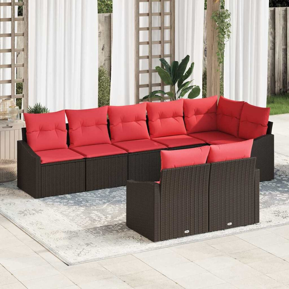 vidaXL Bankstel 8 st Bruin poly rattan afbeelding 1