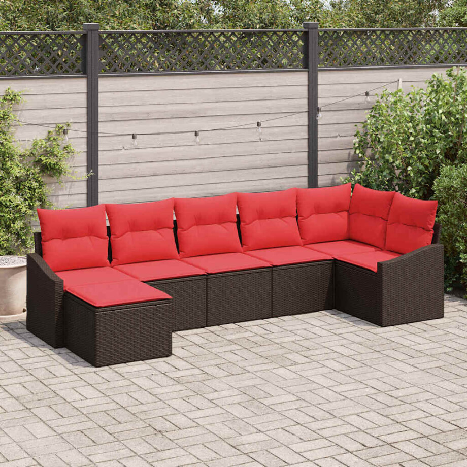 vidaXL Bankstel 7 st Bruin poly rattan vidaXL Bankstel 7 st Bruin poly rattan afbeelding 1