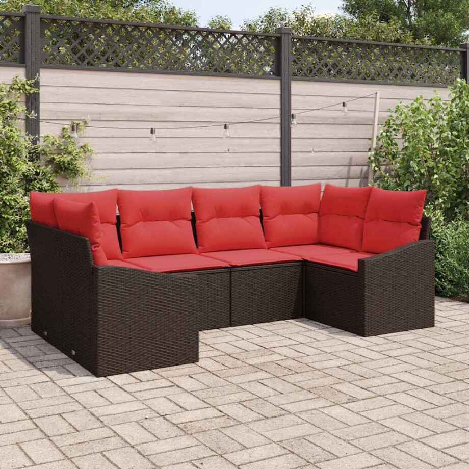 vidaXL Bankstel 6 st Bruin poly rattan vidaXL Bankstel 6 st Bruin poly rattan afbeelding 1