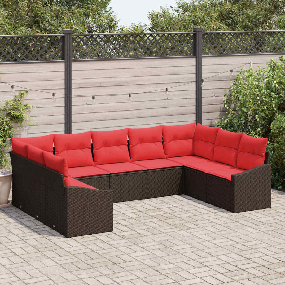 vidaXL Bankstel 9 st Bruin poly rattan afbeelding 1