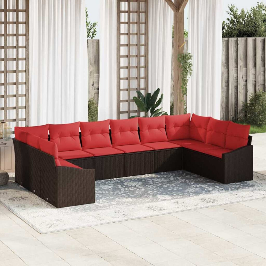 vidaXL Bankstel 10 st Bruin poly rattan vidaXL Bankstel 10 st Bruin poly rattan afbeelding 1