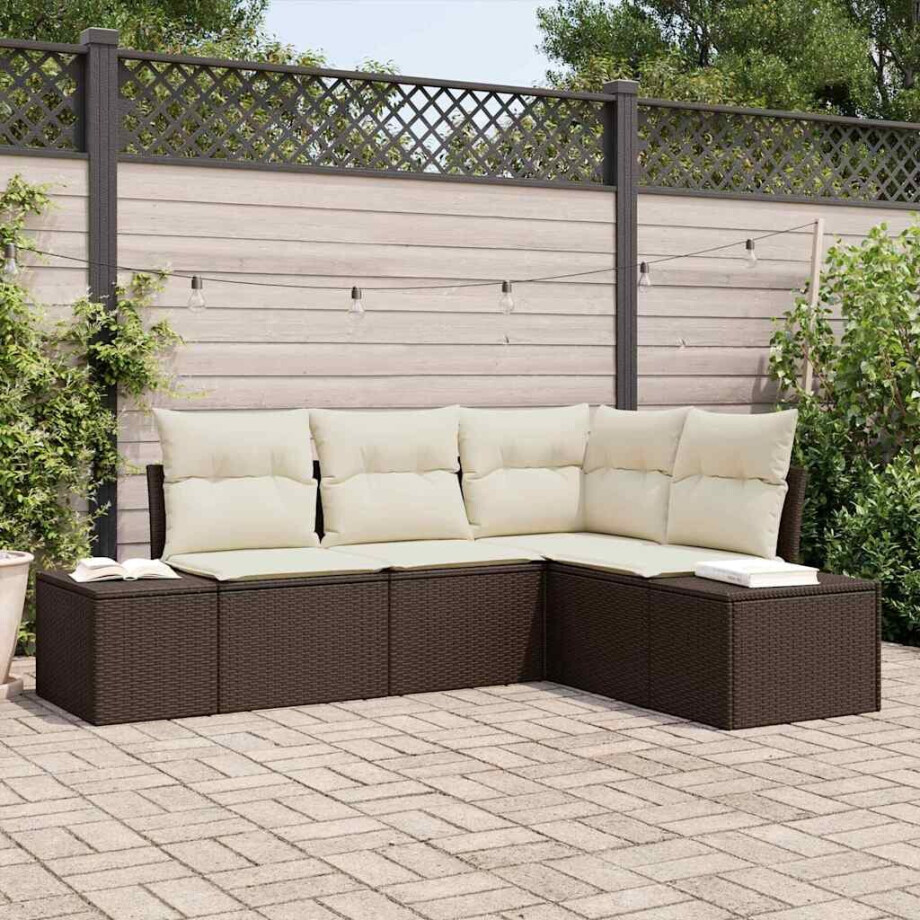 vidaXL Tuin Sofa Set 4 pcs Bruin poly rattan afbeelding 1