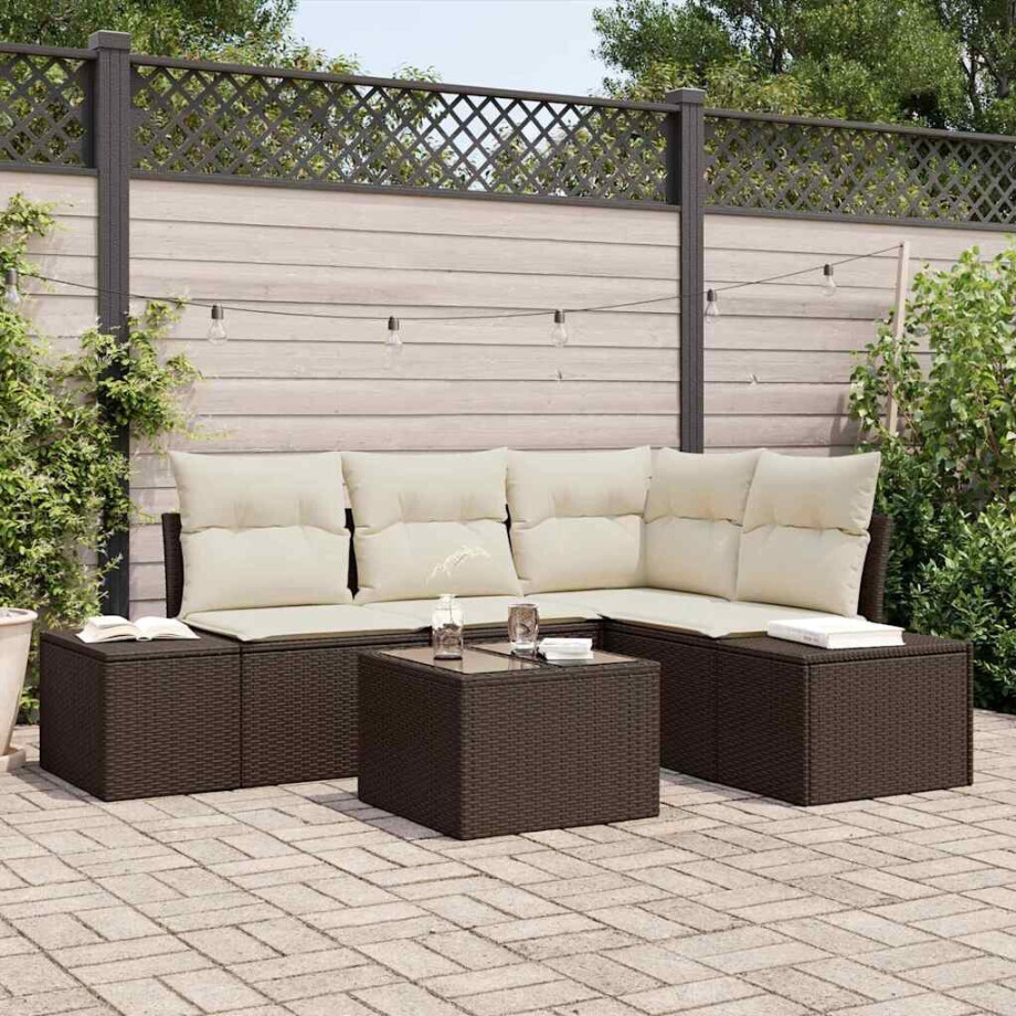vidaXL Tuin Sofa Set 5 pcs Bruin poly rattan afbeelding 1