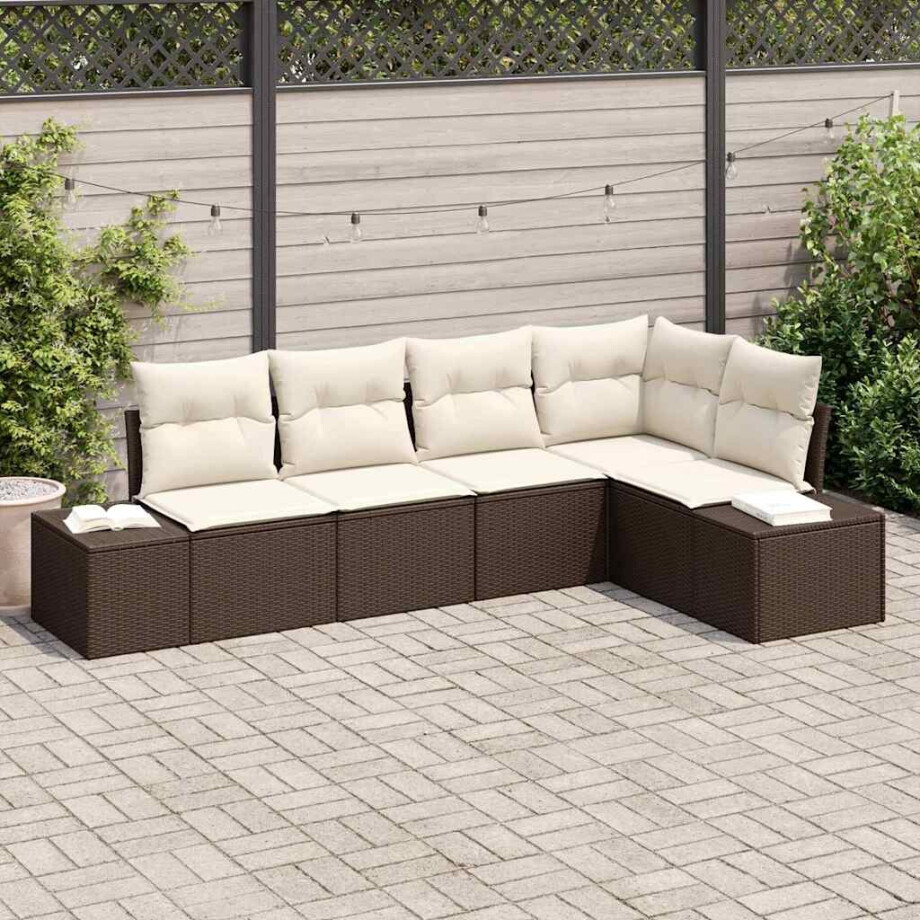 vidaXL Tuin Sofa Set 5 pcs Bruin poly rattan afbeelding 1