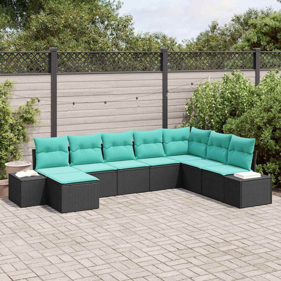 vidaXL Tuin Sofa Set 8 st Zwart poly rattan afbeelding 1
