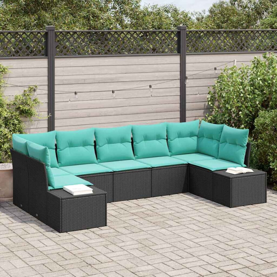 vidaXL Tuin Sofa Set 7 st Zwart poly rattan afbeelding 1