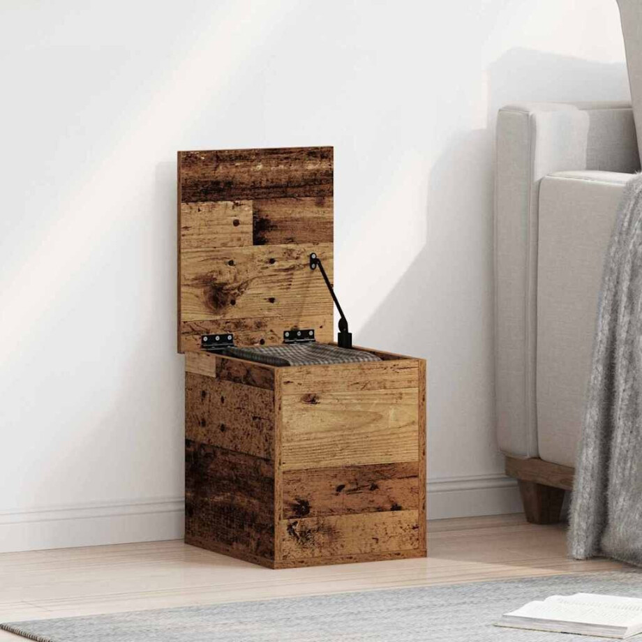 vidaXL Opslagdoos met opslag Oud Hout 30 x 35 x 35 cm Bewerkt hout afbeelding 1