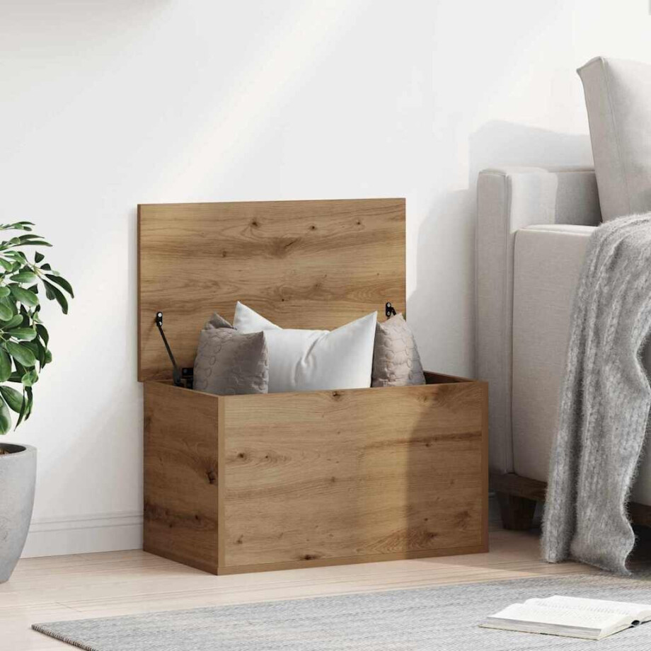 vidaXL Opslagdoos Artisan Eiken 60 x 35 x 35 cm Bewerkt hout afbeelding 1