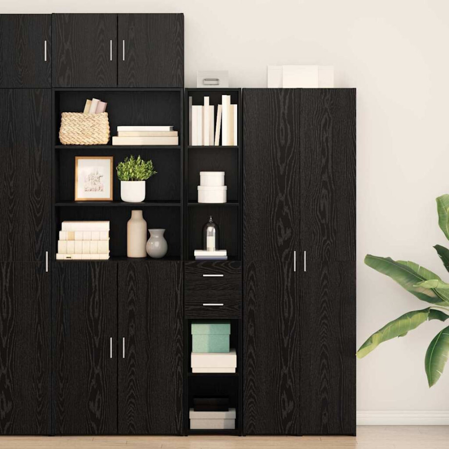 vidaXL Boekenkast met lade Zwart Eiken 30 x 42.4 x 185.2 cm vidaXL Boekenkast met lade Zwart Eiken 30 x 42.4 x 185.2 cm afbeelding 1