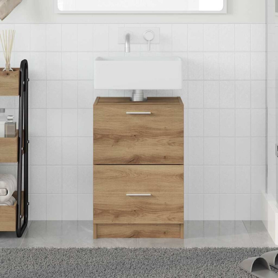 vidaXL Badkamer Kast Artisan Eiken 40 x 37 x 59 cm Bewerkt hout afbeelding 1