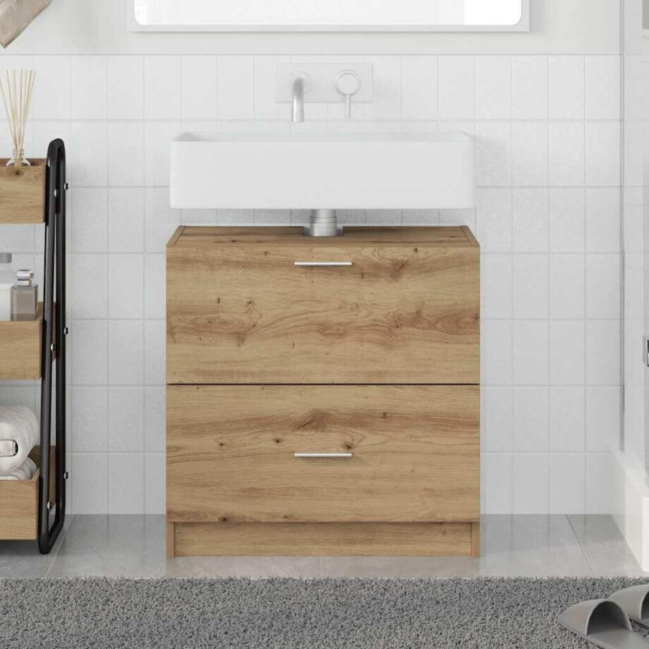 vidaXL Badkamer Kast Artisan Eiken 59 x 37 x 59 cm Bewerkt hout afbeelding 1