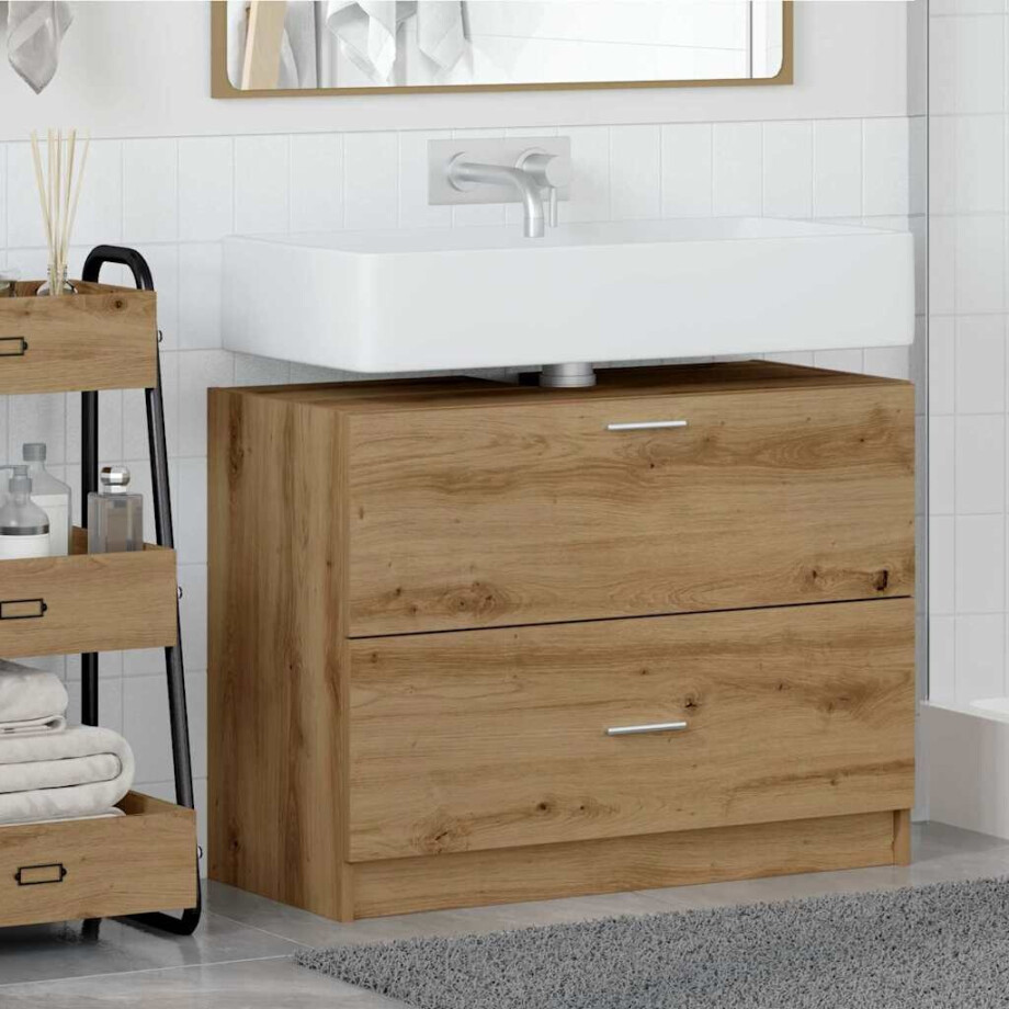 vidaXL Badkamer Kast Artisan Eiken 78 x 37 x 59 cm Bewerkt hout afbeelding 1