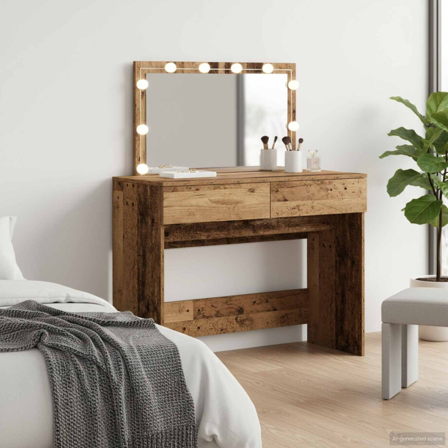 vidaXL Plafondtafel met lade Oudhout 100 x 40 x 120 cm Bewerkt hout afbeelding 1