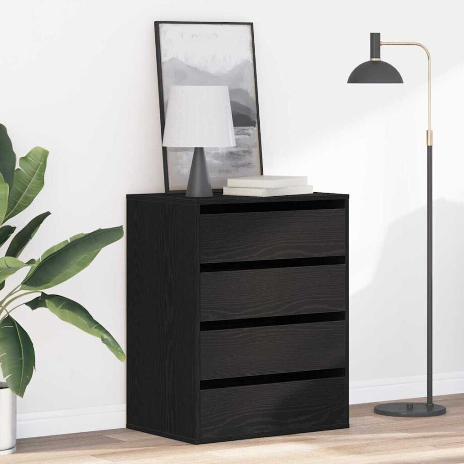 vidaXL Ladenkast met lade Zwart 60 x 41 x 76 cm Bewerkt hout afbeelding 1