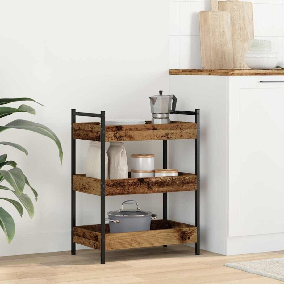 vidaXL Keuken Trolley Oud hout 50 x 30 x 70 cm Bewerkt hout afbeelding 1