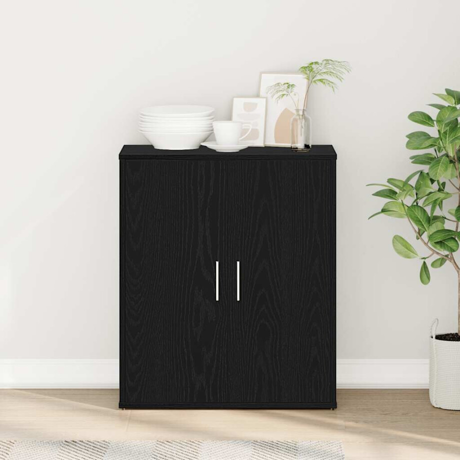vidaXL Dressoir Zwart Eiken 60x31x70 cm Engineered Wood afbeelding 1