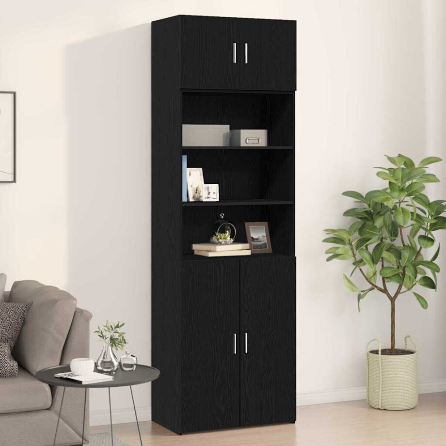 vidaXL Wandkast Zwart eiken 70 x 42.5 x 40 cm Bewerkt hout vidaXL Wandkast Zwart eiken 70 x 42.5 x 40 cm Bewerkt hout afbeelding 1