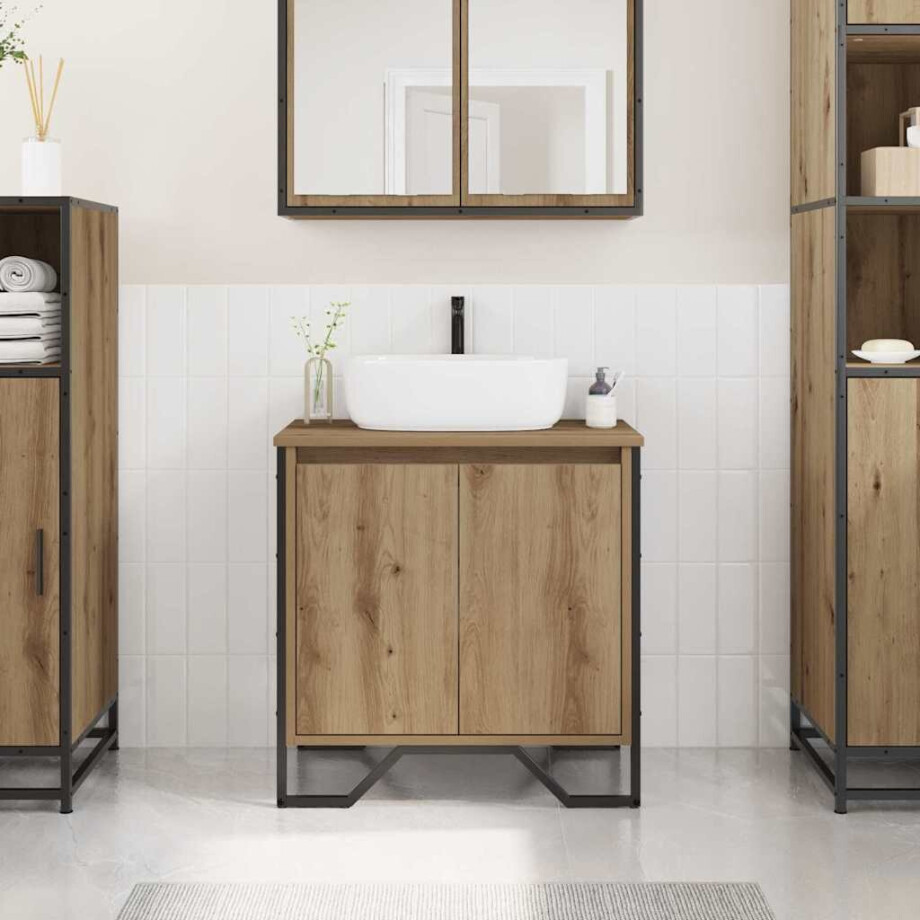 vidaXL Badkamertenk te kast Artisan Eiken 60 x 35 x 60 cm Bewerkt hout afbeelding 1