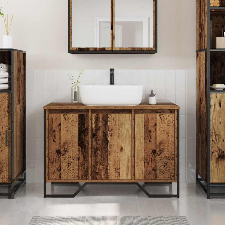vidaXL Wastafel Kast Anders Oud Hout 91 x 35 x 60 cm Bewerkt hout vidaXL Wastafel Kast Anders Oud Hout 91 x 35 x 60 cm Bewerkt hout afbeelding 1