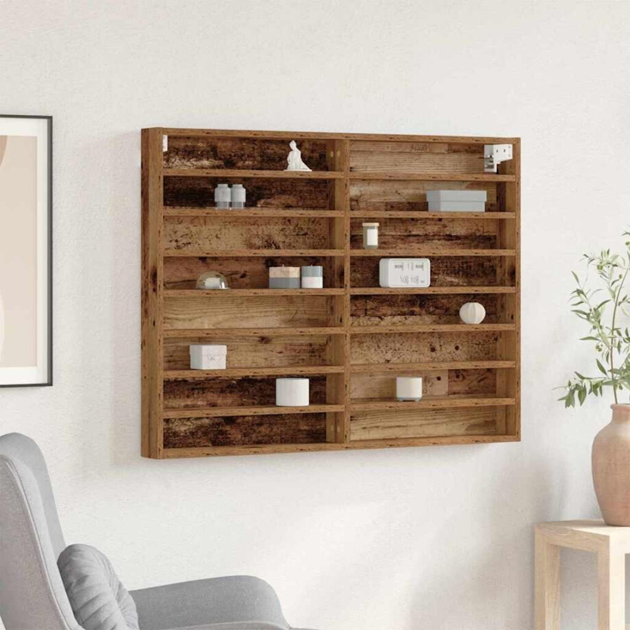 vidaXL Vitrinekast met plank Oudhout 100 x 8,5 x 75 cm Bewerkt hout vidaXL Vitrinekast met plank Oudhout 100 x 8,5 x 75 cm Bewerkt hout afbeelding 1