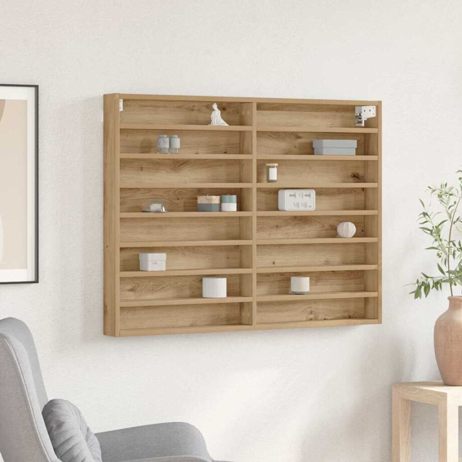vidaXL Vitrinekast Artisan Eiken 100 x 8,5 x 75 cm Bewerkt hout afbeelding 1