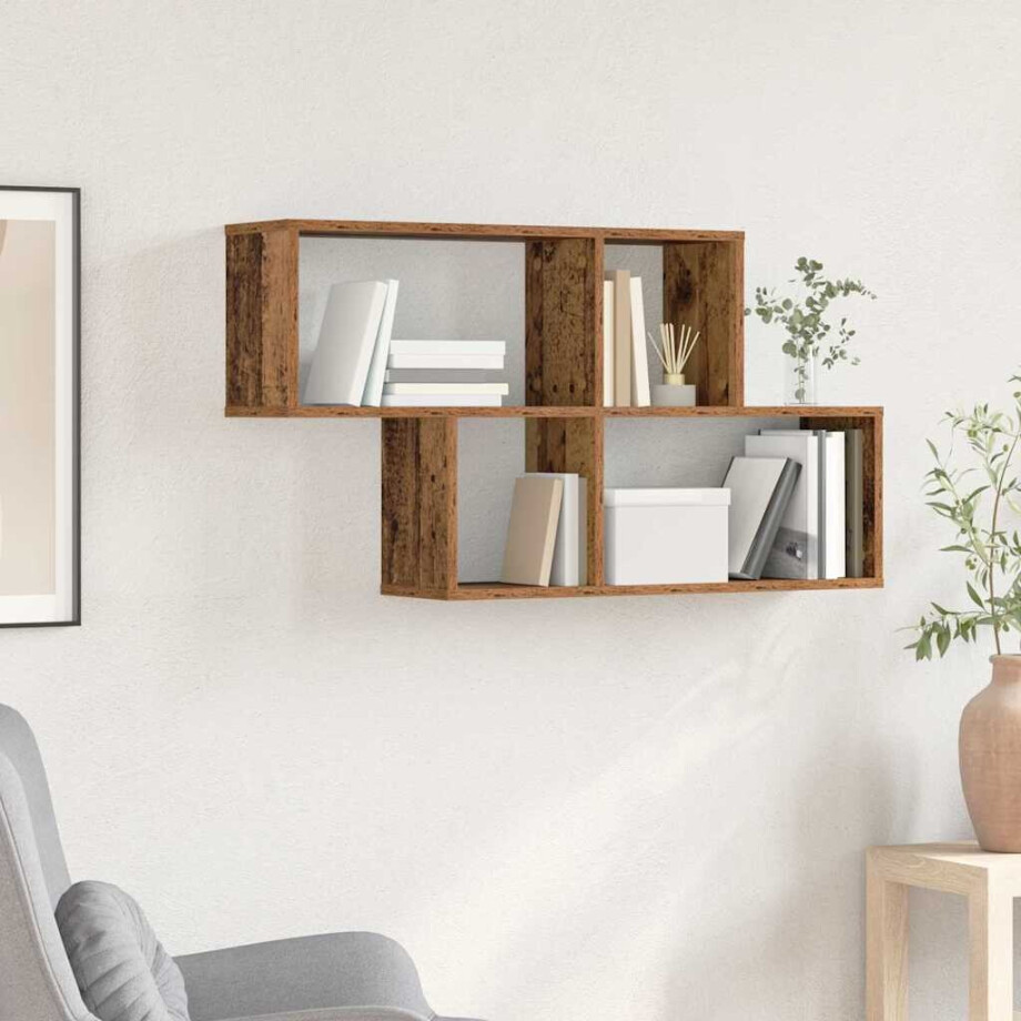 vidaXL Wandplank met plank Wandgemonteerd Bruin Bewerkt hout vidaXL Wandplank met plank Wandgemonteerd Bruin Bewerkt hout afbeelding 1