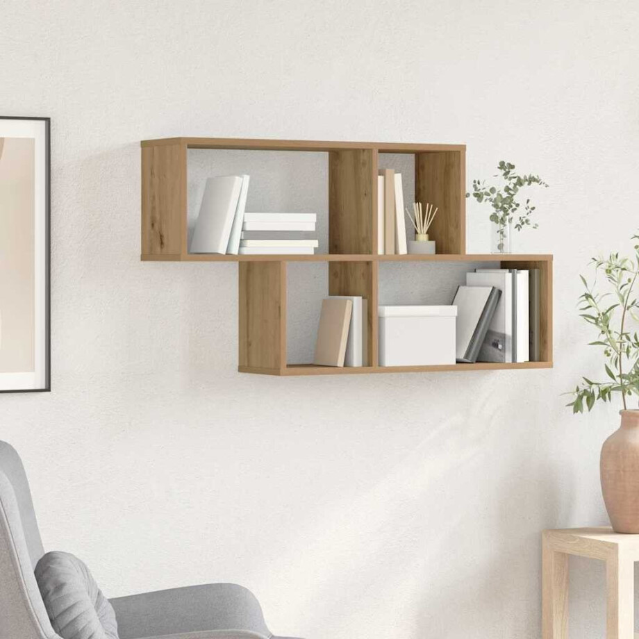 vidaXL Wandplank met plank Wandgemonteerd Bruin Bewerkt hout vidaXL Wandplank met plank Wandgemonteerd Bruin Bewerkt hout afbeelding 1