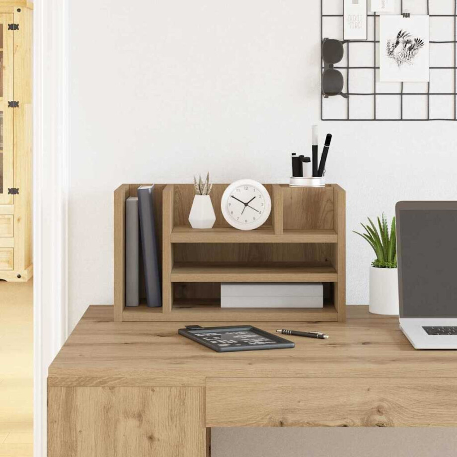 vidaXL Bureau Organizer Zwart eiken 44,5 x 24 x 25 cm Bewerkt hout vidaXL Bureau Organizer Zwart eiken 44,5 x 24 x 25 cm Bewerkt hout afbeelding 1