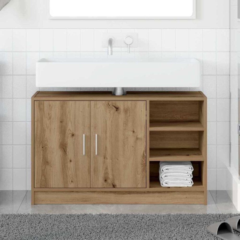 vidaXL Badkamerkast Artisan Eiken 90 x 29 x 55 cm Bewerkt hout afbeelding 1