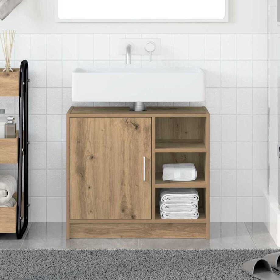 vidaXL Badkamerkast Artisan Eiken 63 x 29 x 55 cm Bewerkt hout afbeelding 1