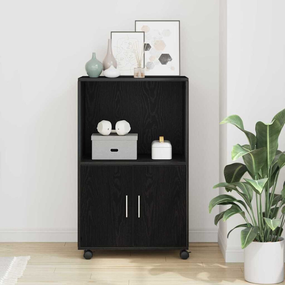 vidaXL Kast Zwart Eiken 55 x 40 x 82 cm afbeelding 1