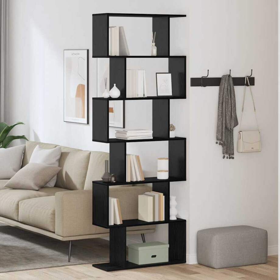 vidaXL Boekenkast Zwart Eiken 70 x 24 x 193,5 cm Bewerkt hout afbeelding 1