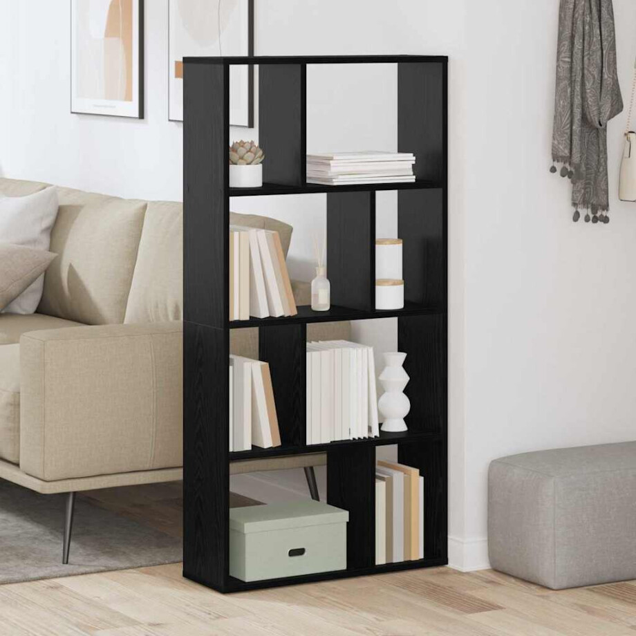 vidaXL Boekenkast Zwart Eiken 60 x 20 x 102,5 cm Bewerkt hout afbeelding 1
