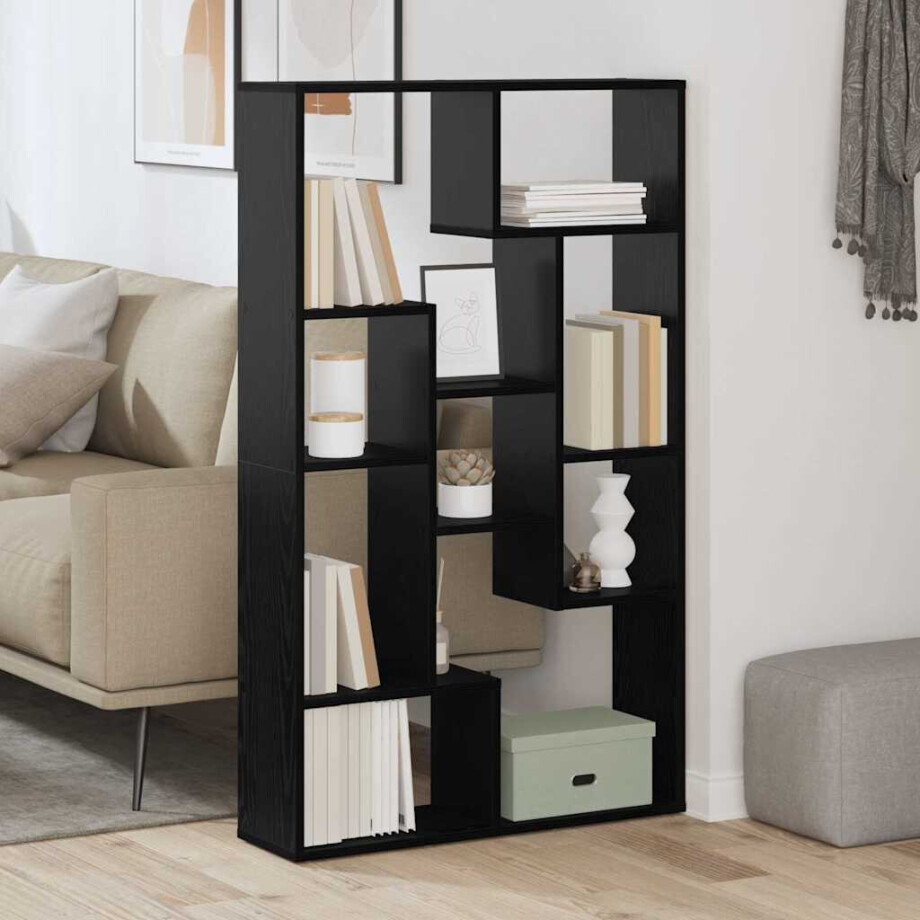vidaXL Boekenkast Zwart Eiken 72 x 20 x 102,5 cm Bewerkt hout vidaXL Boekenkast Zwart Eiken 72 x 20 x 102,5 cm Bewerkt hout afbeelding 1