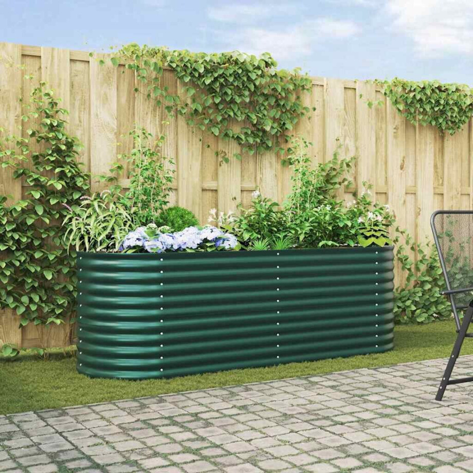 vidaXL Verhoogd bed Groen 240 x 80 x 81 cm Staal afbeelding 1