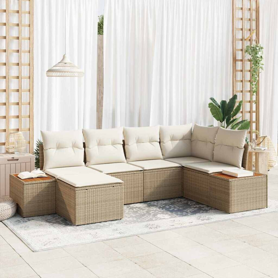 vidaXL Tuin Sofa Set met kussen 6 pcs Beige poly rattan vidaXL Tuin Sofa Set met kussen 6 pcs Beige poly rattan afbeelding 1