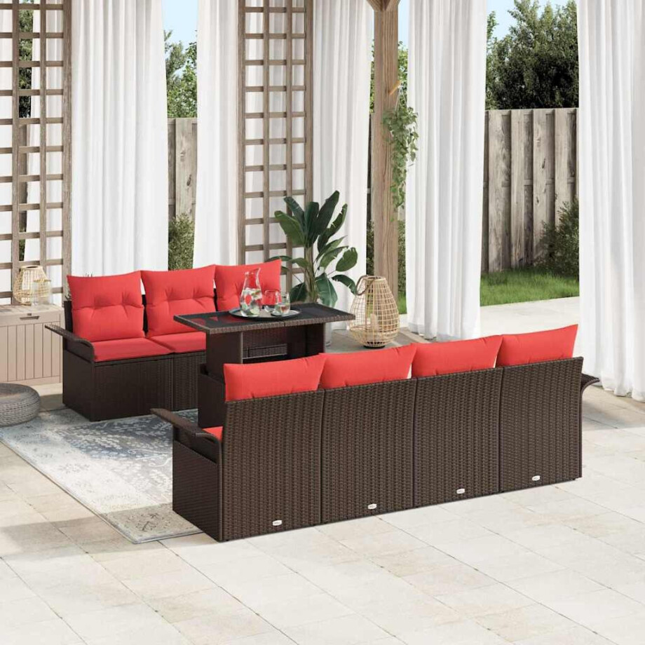 vidaXL Tuin Sofa Set met kussen 8 pcs Bruin poly rattan vidaXL Tuin Sofa Set met kussen 8 pcs Bruin poly rattan afbeelding 1