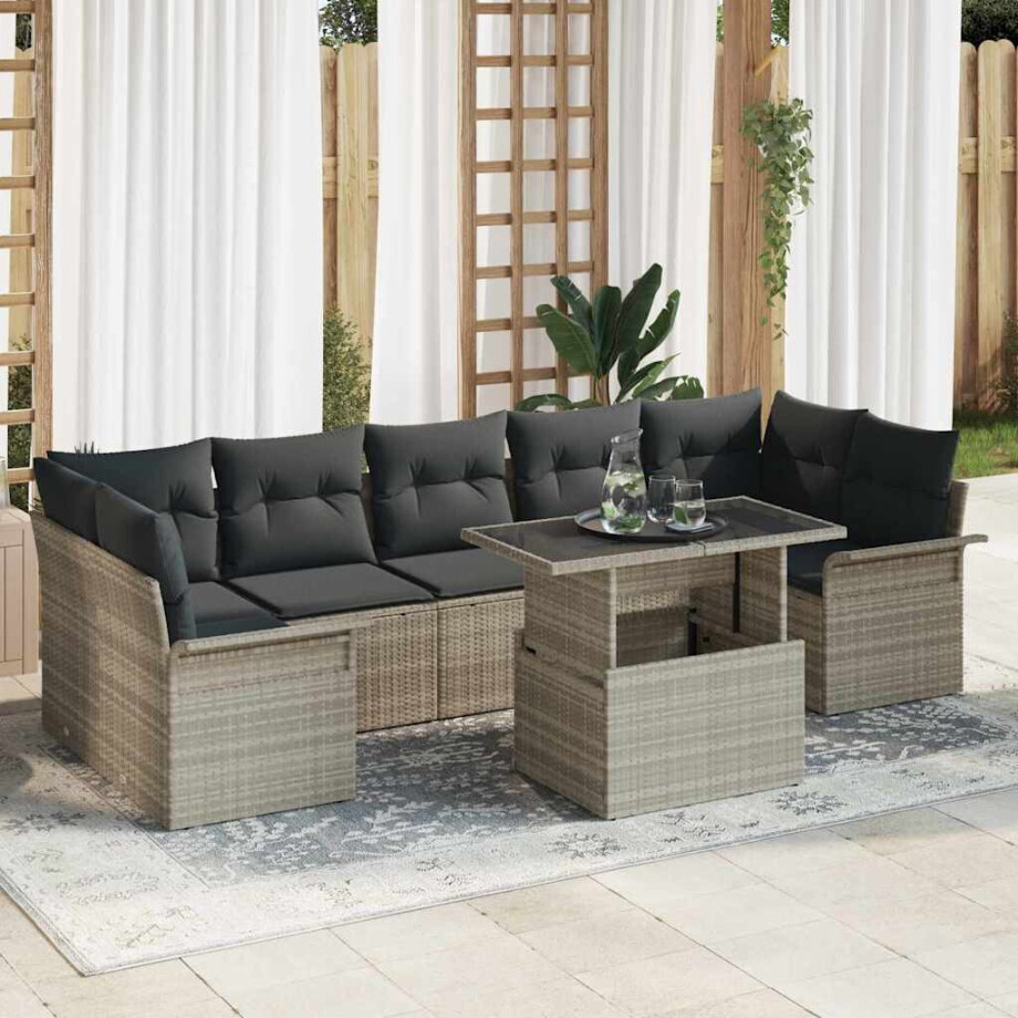 vidaXL Tuin Sofa Set met kussen 8 pcs Lichtgrijs poly rattan vidaXL Tuin Sofa Set met kussen 8 pcs Lichtgrijs poly rattan afbeelding 1