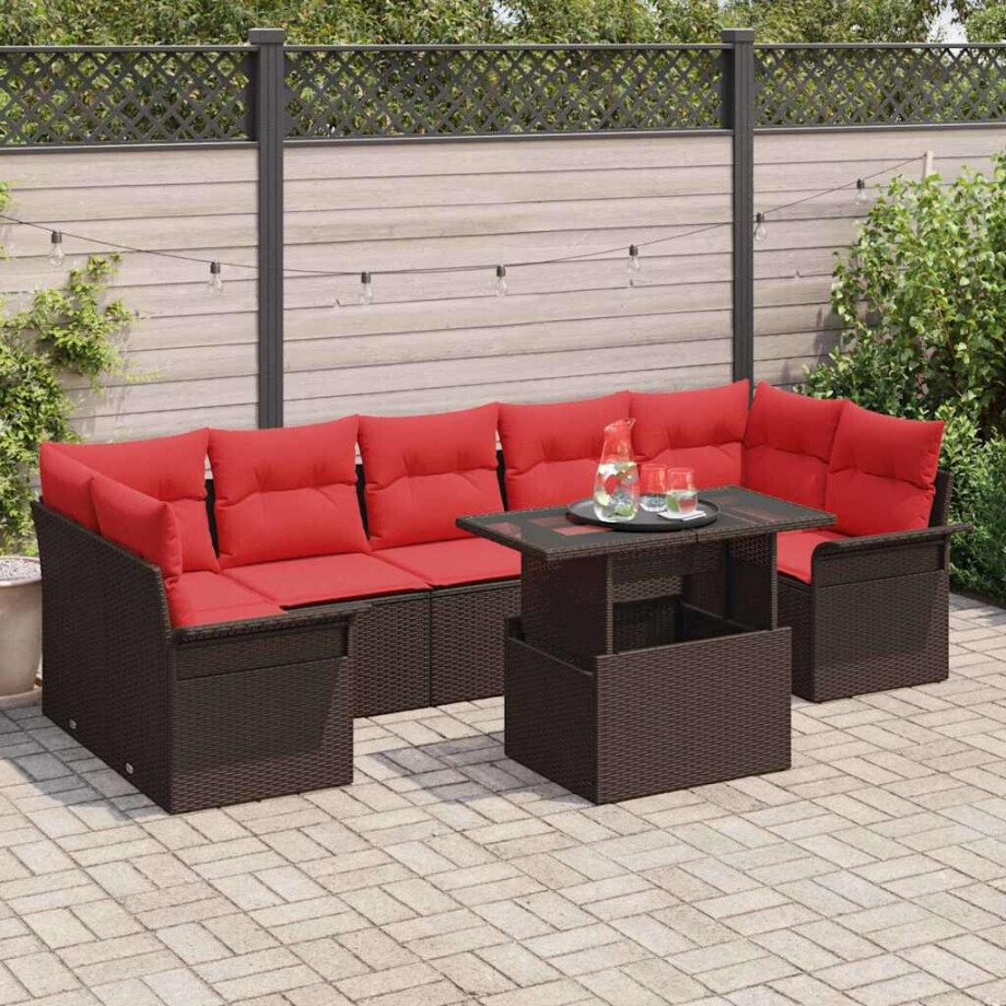 vidaXL Tuin Sofa Set met kussen 8 pcs Bruin poly rattan vidaXL Tuin Sofa Set met kussen 8 pcs Bruin poly rattan afbeelding 1