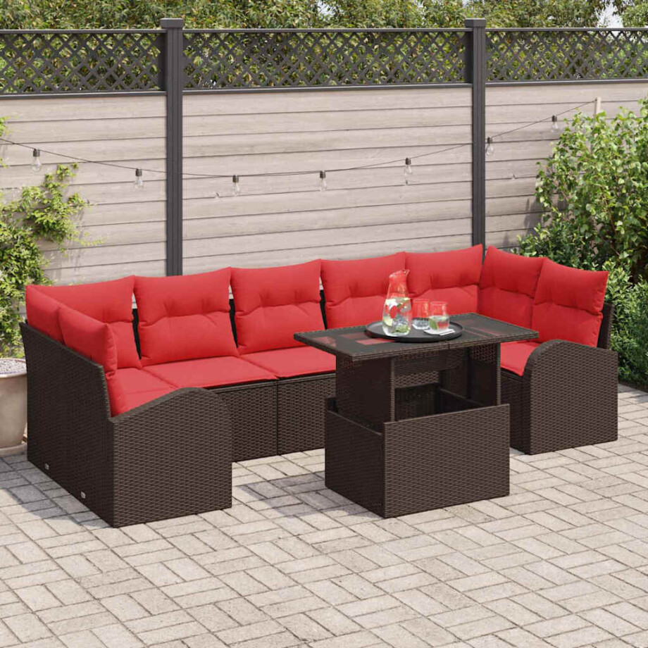 vidaXL Tuin Sofa Set met opslag 8 pcs Bruin poly rattan vidaXL Tuin Sofa Set met opslag 8 pcs Bruin poly rattan afbeelding 1