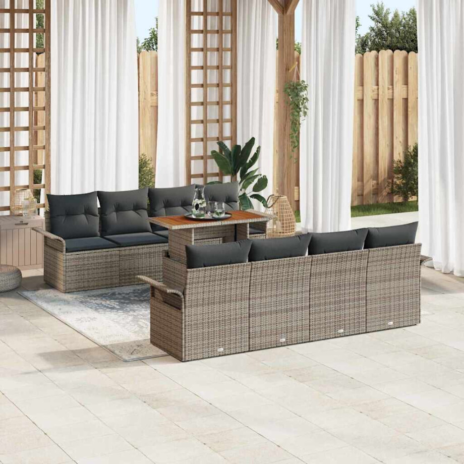 vidaXL Tuin Sofa Set met kussen 7 pcs Grijs afbeelding 1