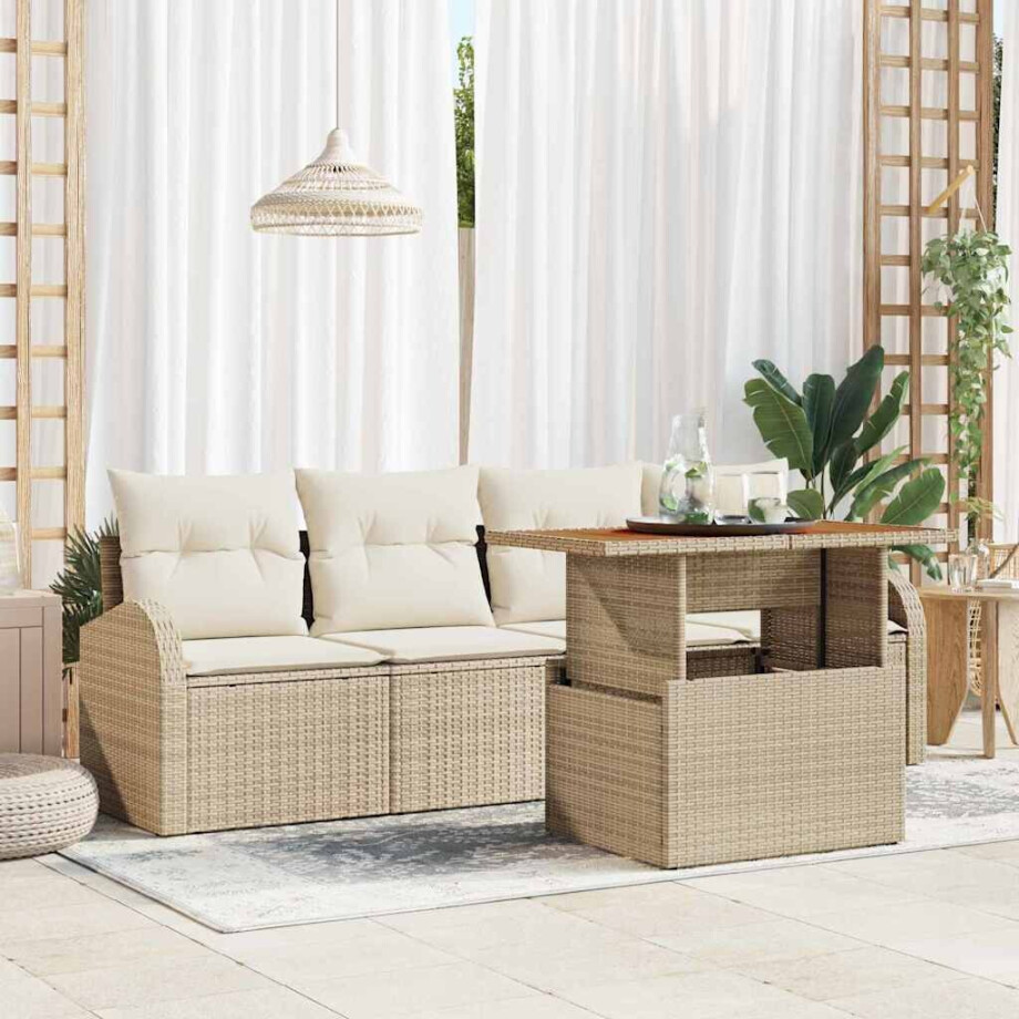 vidaXL Tuin Sofa Set met kussen 5 pcs beige en crèmekleurig vidaXL Tuin Sofa Set met kussen 5 pcs beige en crèmekleurig afbeelding 1