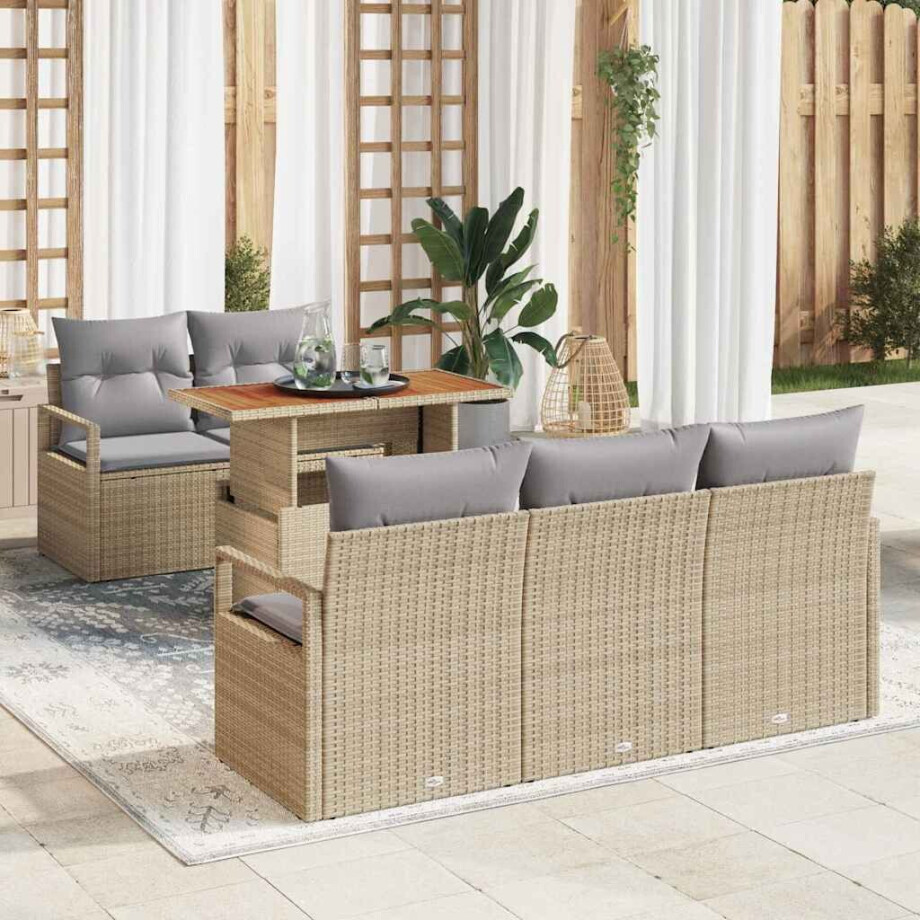 vidaXL Tuin Sofa Set met kussen 6 pcs beige en lichtgrijs vidaXL Tuin Sofa Set met kussen 6 pcs beige en lichtgrijs afbeelding 1