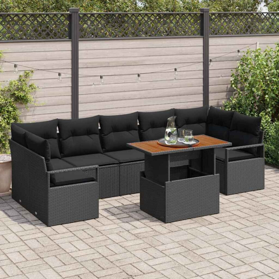 vidaXL Tuin Sofa Set met kussen met kussen 8 pcs Zwart en Bruin vidaXL Tuin Sofa Set met kussen met kussen 8 pcs Zwart en Bruin afbeelding 1