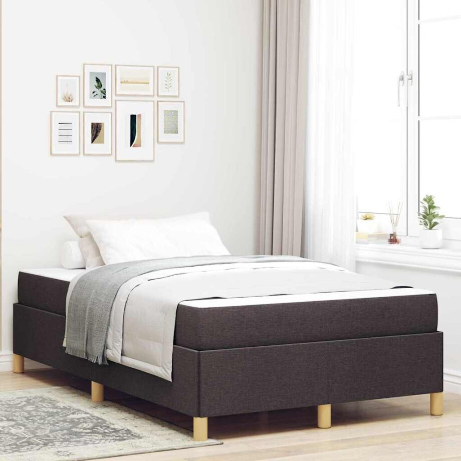 vidaXL Boxspring bed Zwart en Bruin en Wit 120 x 200 cm Polyester vidaXL Boxspring bed Zwart en Bruin en Wit 120 x 200 cm Polyester afbeelding 1