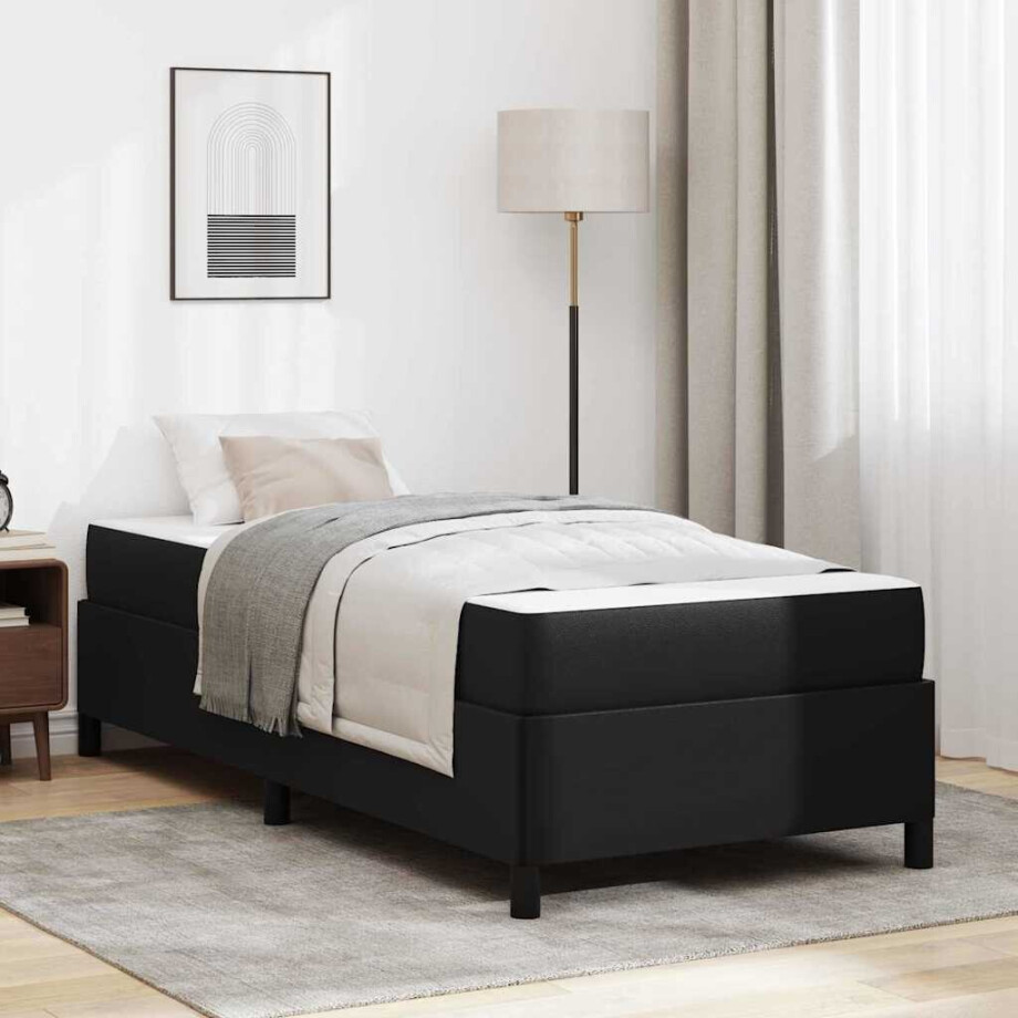 vidaXL Bedframe met matras Zwart 80 x 200 cm Stof afbeelding 1