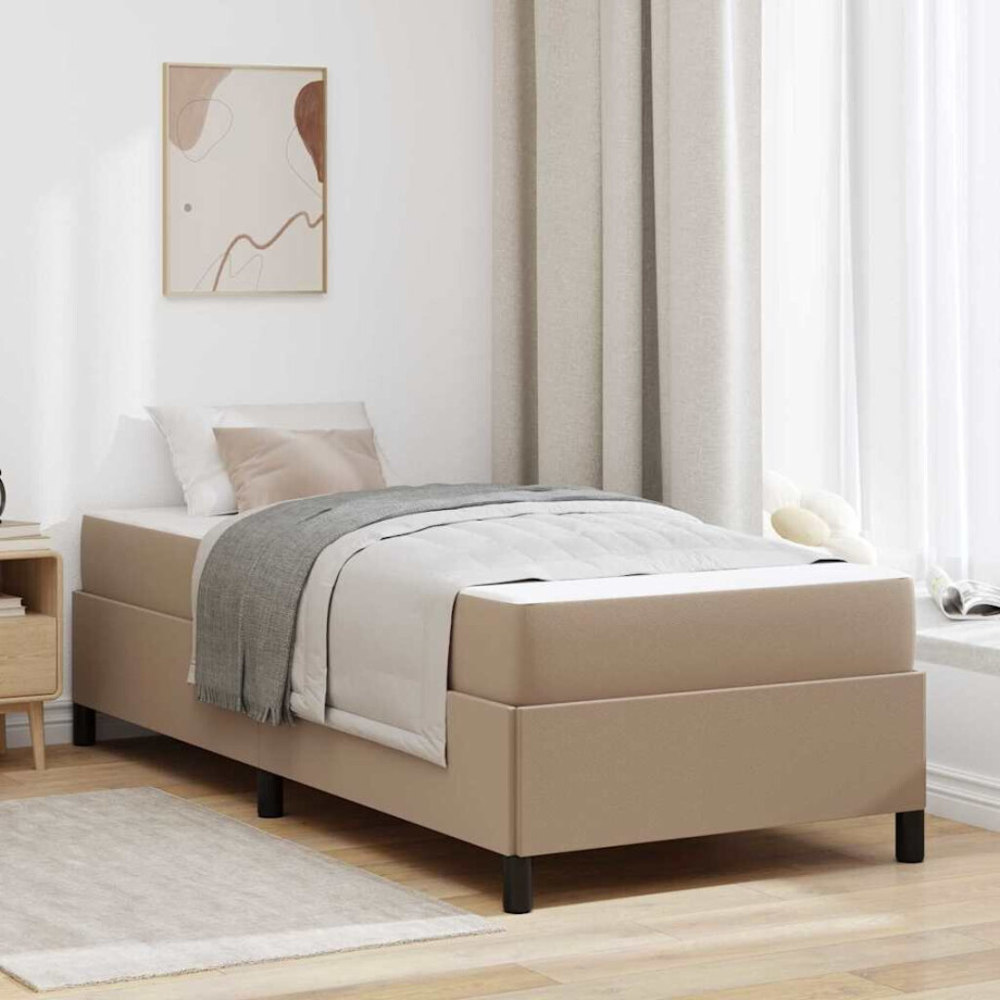 vidaXL Bedframe met matras Cappuccino 90 x 190 cm Stof afbeelding 1