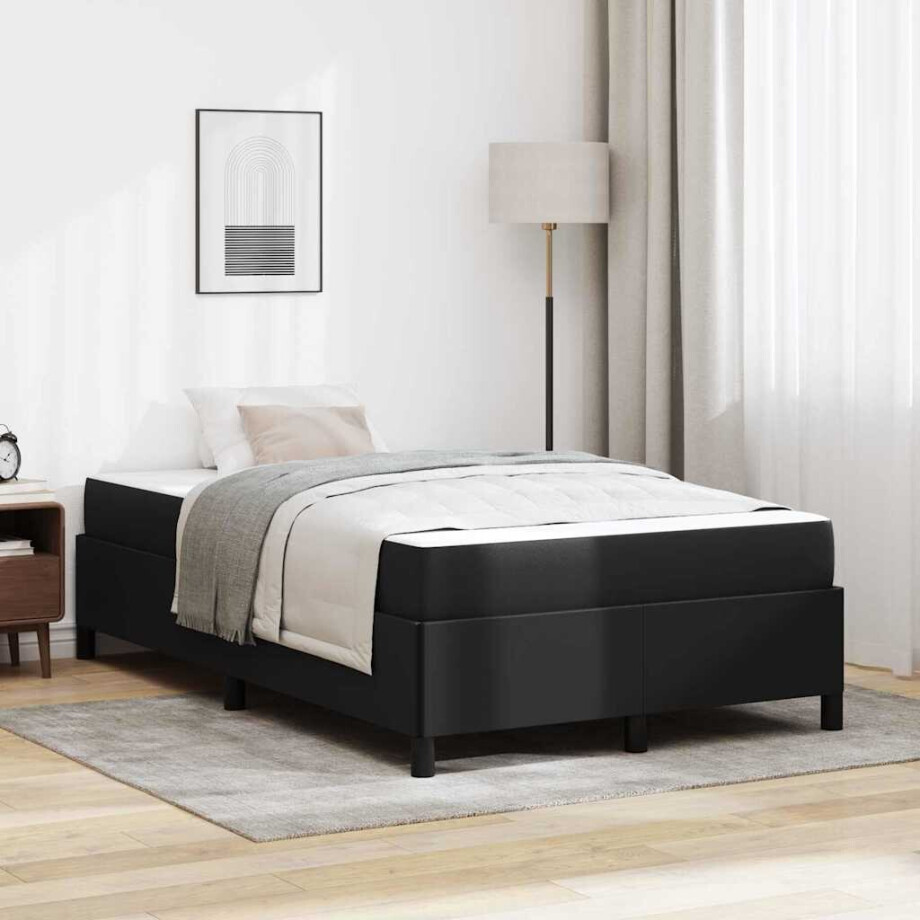 vidaXL Bedframe met matras Zwart 120 x 190 cm Stof afbeelding 1